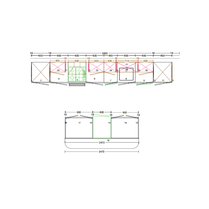 Large Single Row Galley with Island